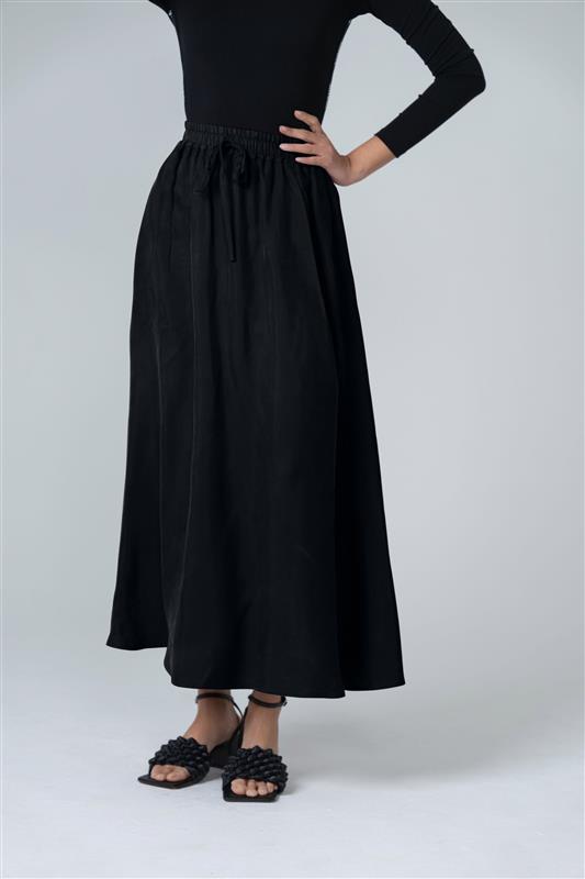 Cupro Maxi Skirt - Black - Olivvi World