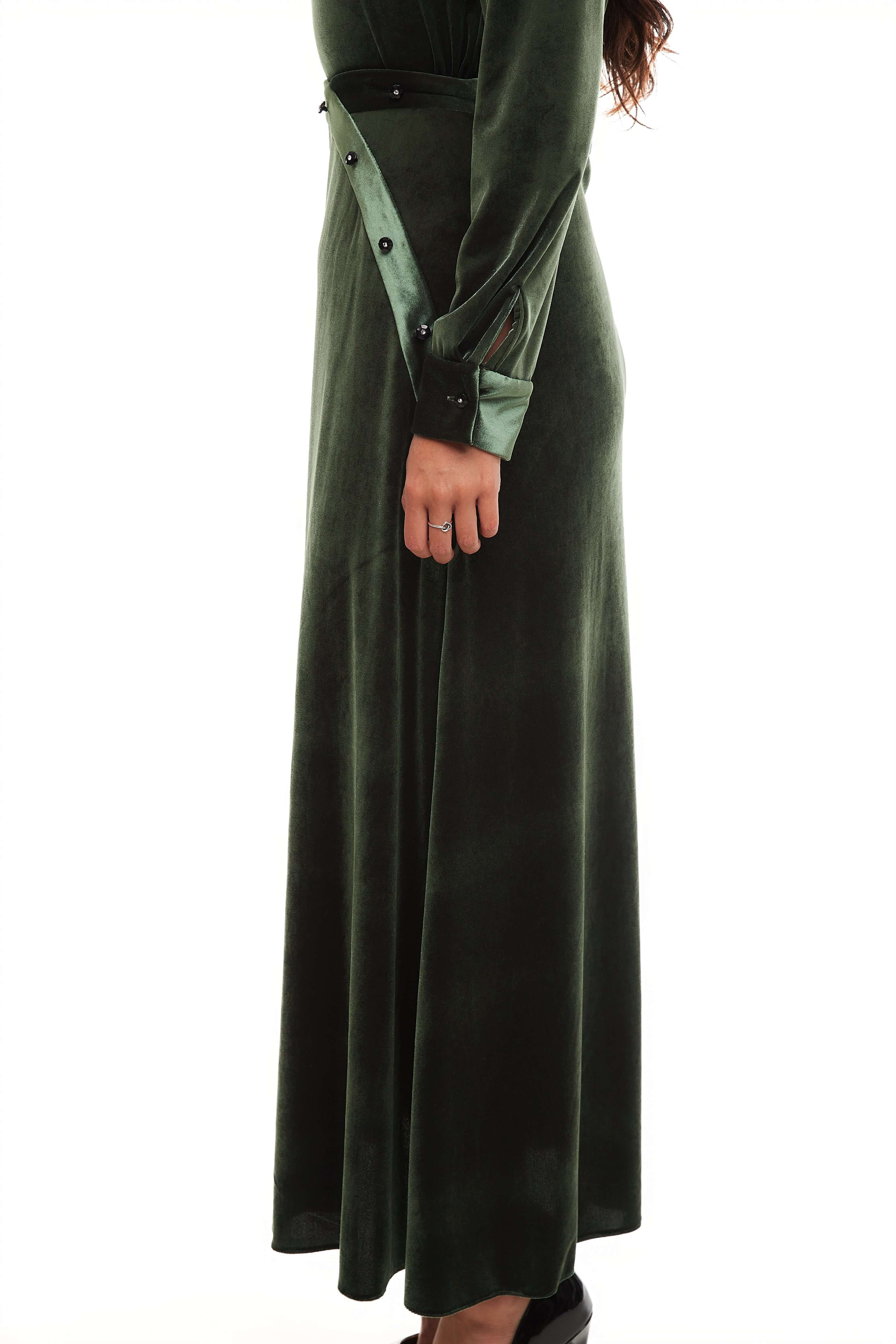 Liv Velvet Maxi Skirt, Deep Green – Olivvi World