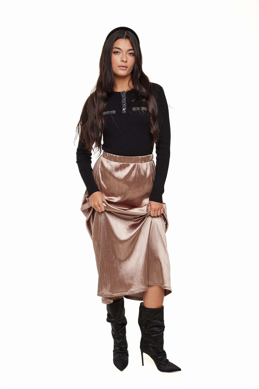 Micro Pleated Skirt, Liquid Gold – Olivvi World