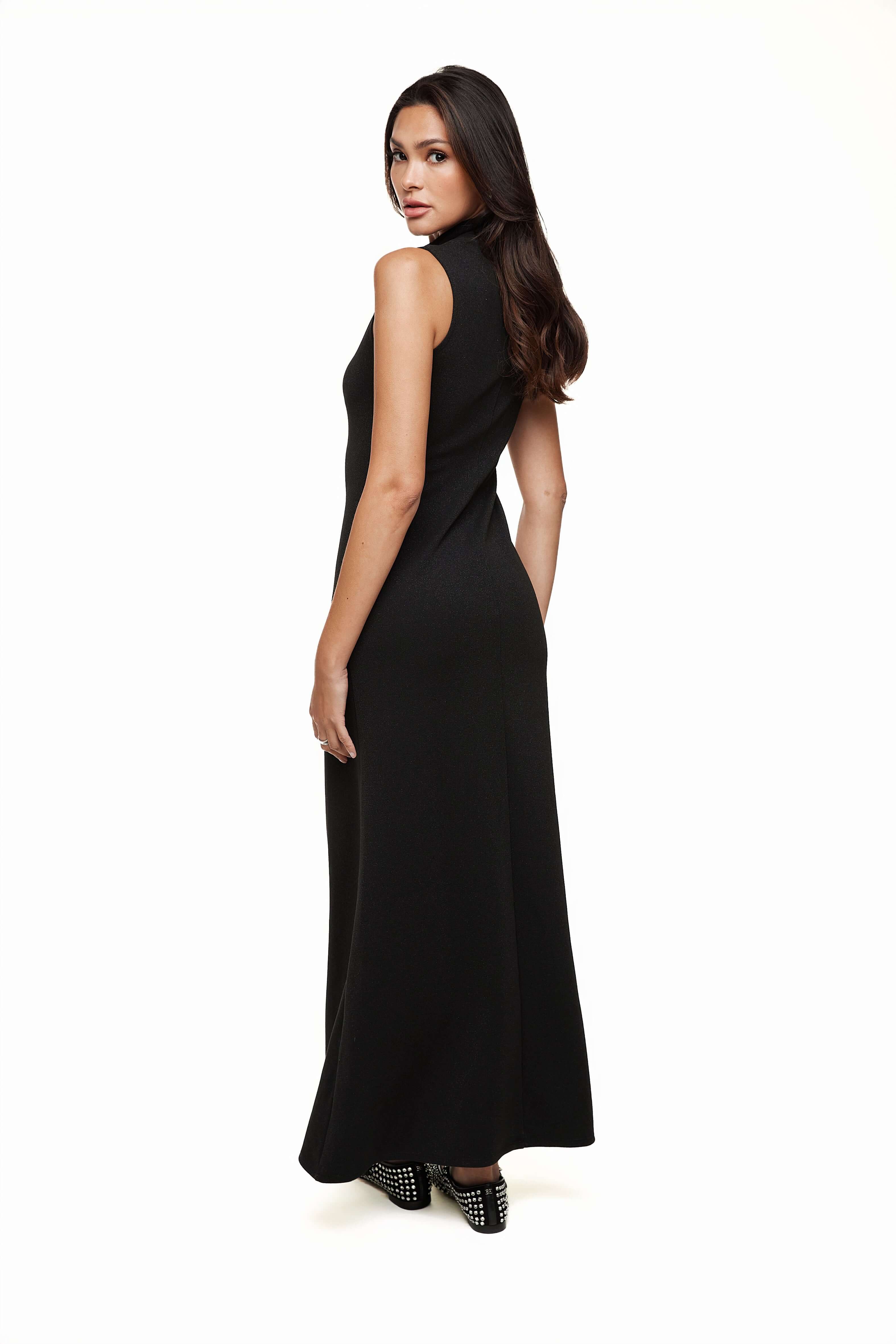 Shimmer Embellished Mock Neck Dress, Black – Olivvi World 