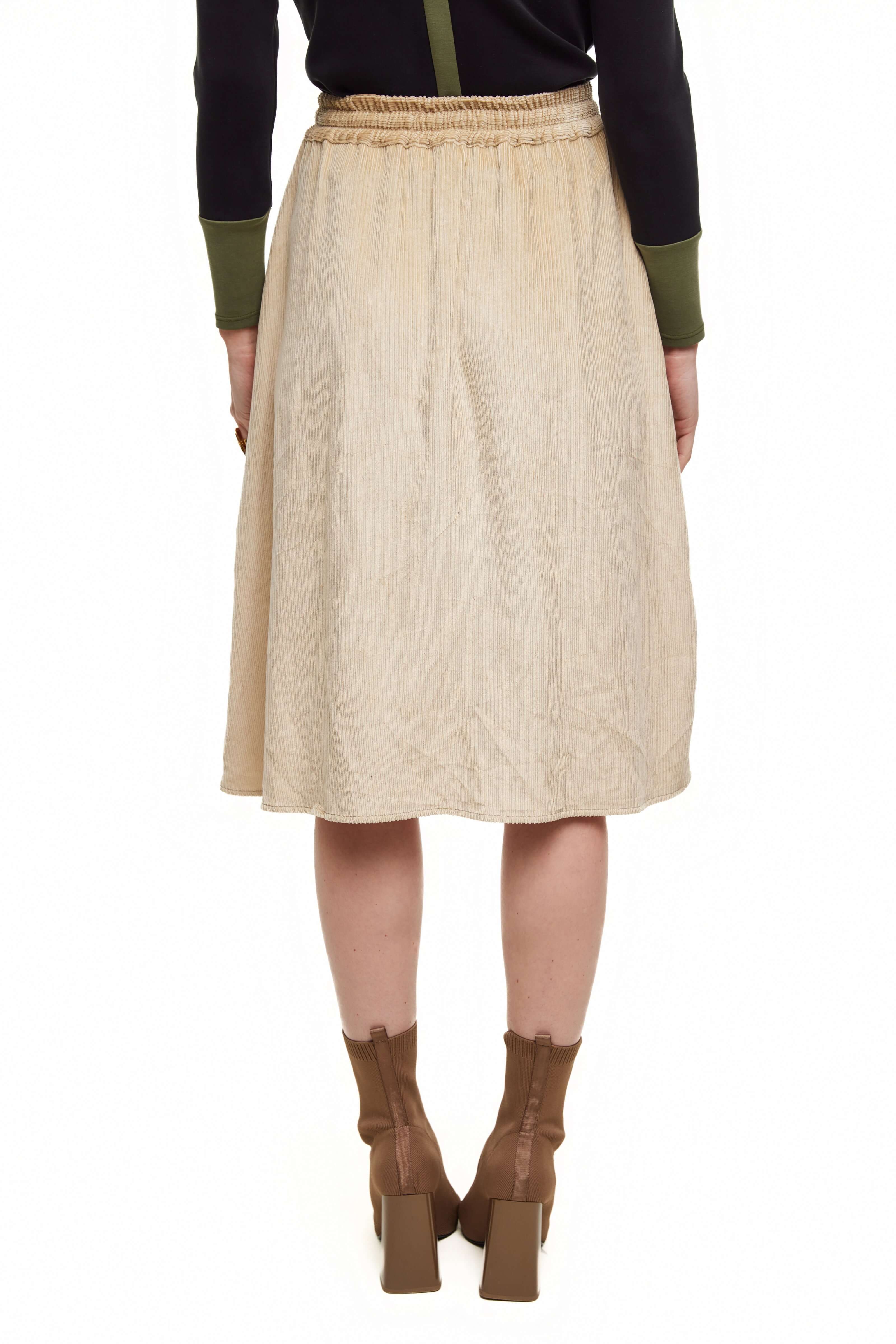 Short Corduroy Cupro Skirt, Beige Cord – Olivvi World
