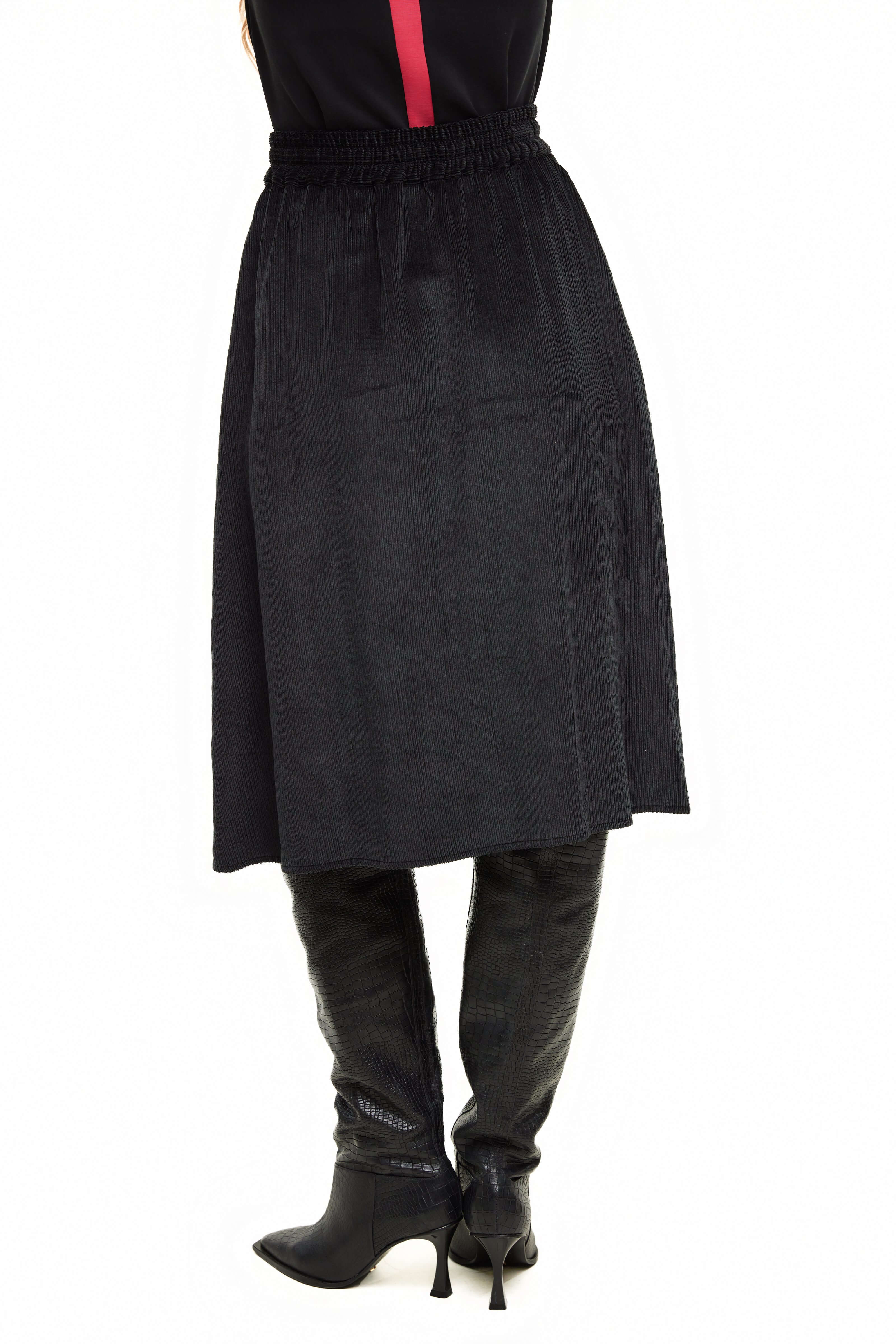 Short Corduroy Cupro Skirt, Black Cord – Olivvi World