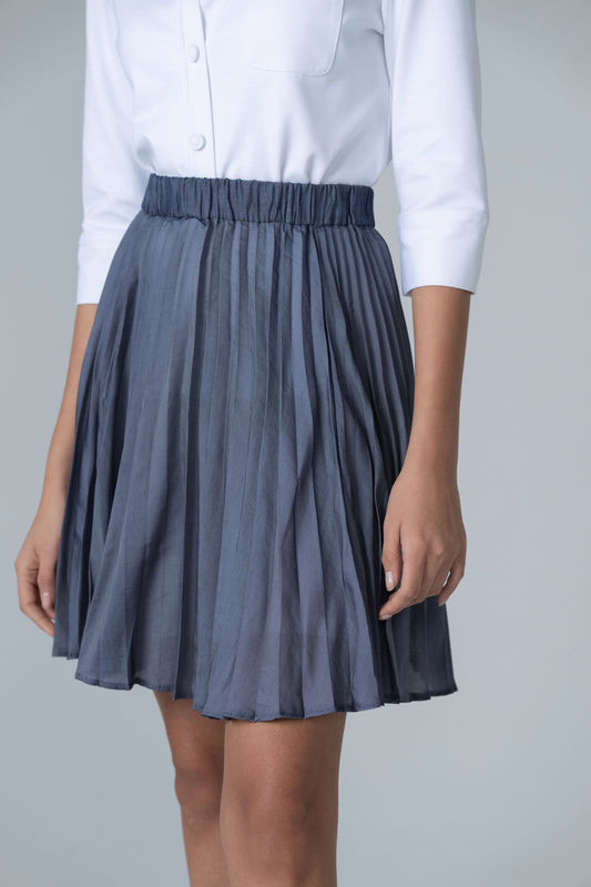 Pleated Short Skirt - Denim - Olivvi World