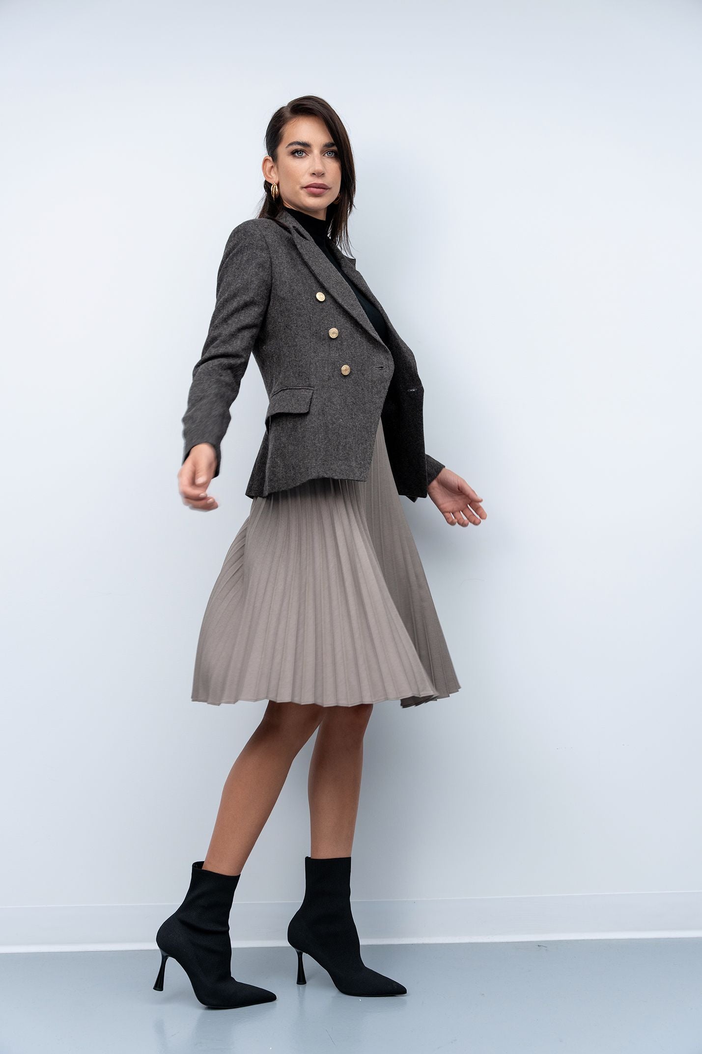 Wool Hartford Button Blazer - Mocha Tweed - Olivvi World