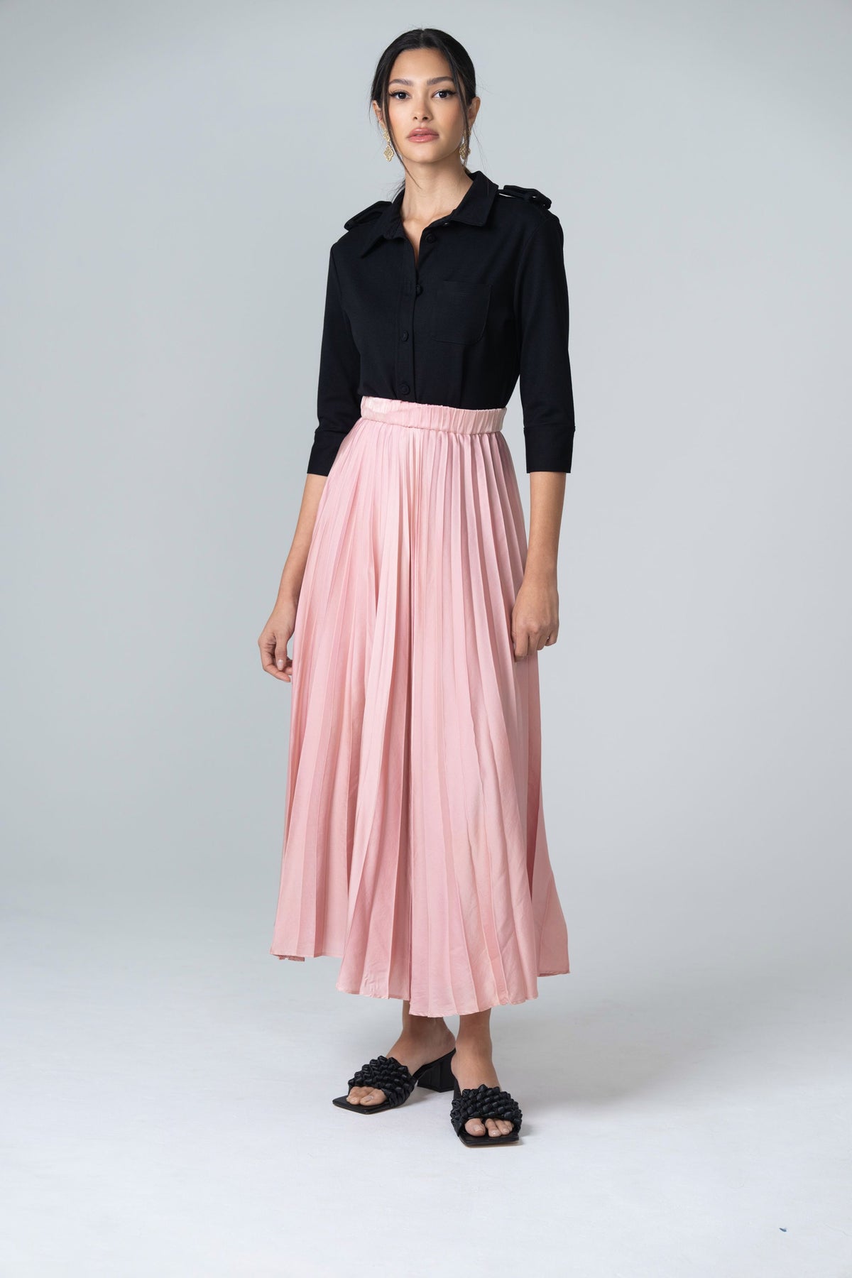 Pleated Maxi Skirt - Pink - Olivvi World
