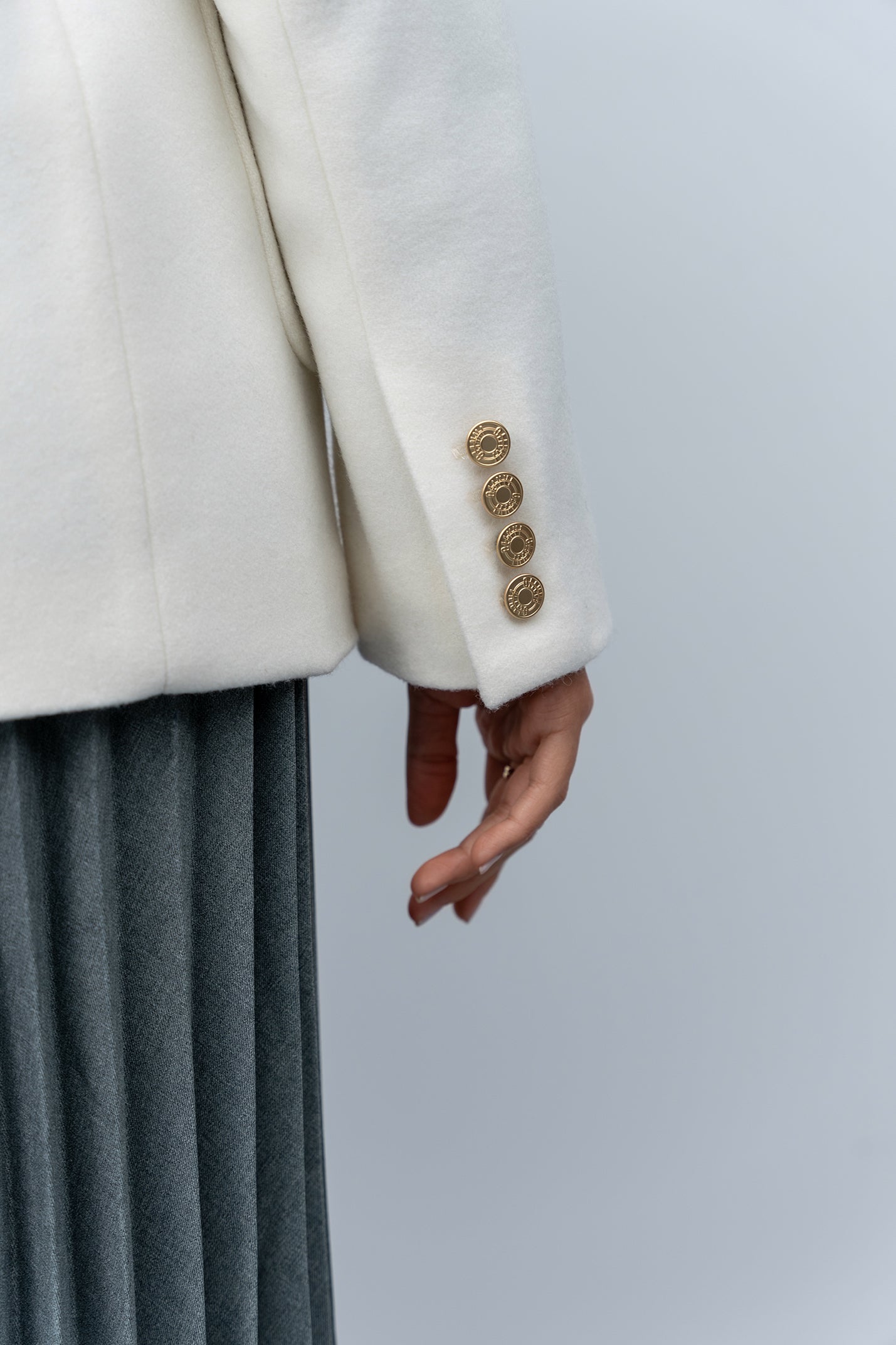 Wool Boyfriend Blazer Button Coat - Cream - Olivvi World