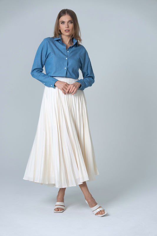 Pleated Maxi Skirt - Ivory - Olivvi World