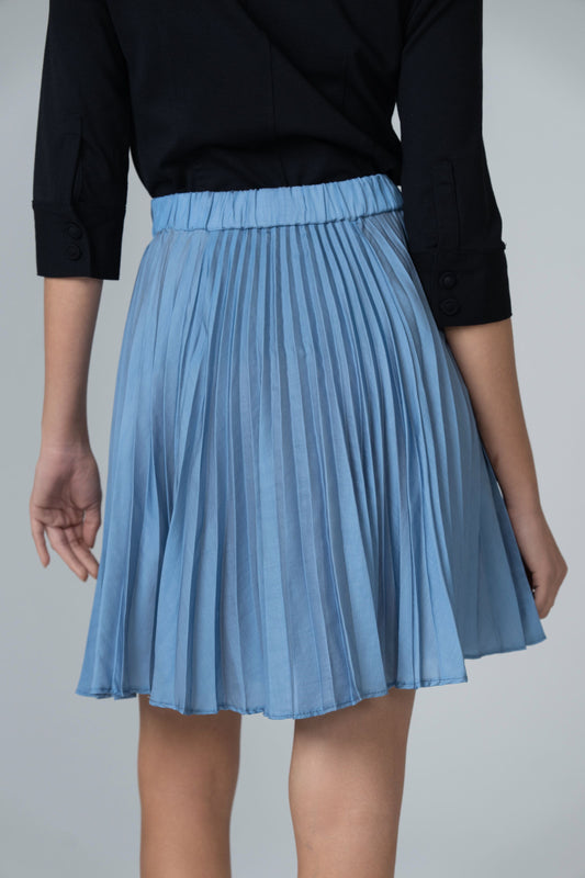Pleated Short Skirt - Light Blue - Olivvi World