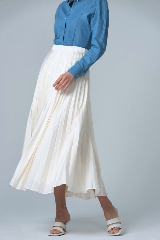Pleated Maxi Skirt - Ivory - Olivvi World