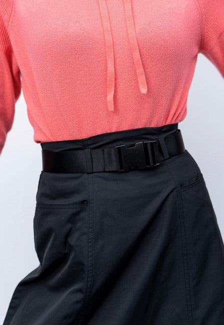 Nylon Buckle Maxi Skirt - Black - Olivvi World